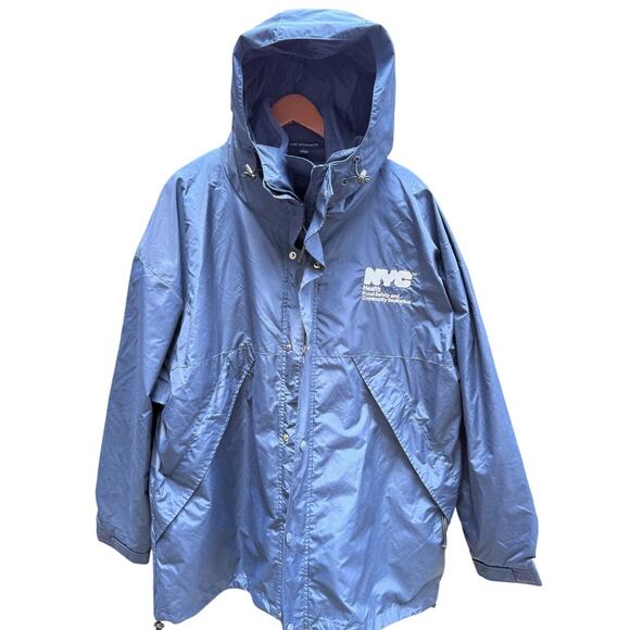 NYC Health Food Safety Sanitation Uniform fleece lined hooded blue Jacket Sz XL - Picture 1 of 8
